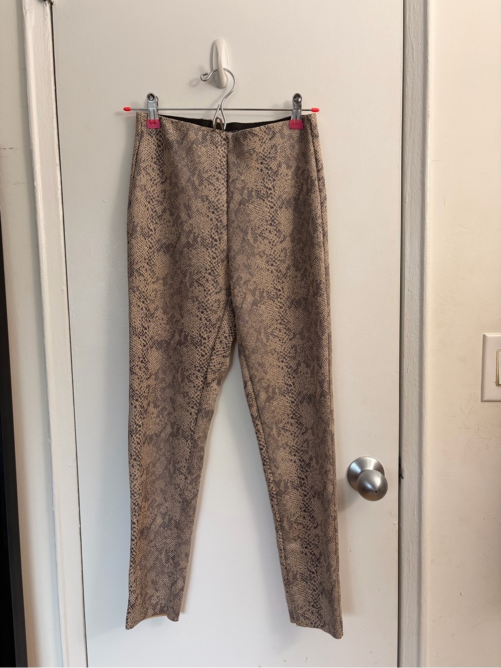Zara Brown Snake-Print Skinny Pants